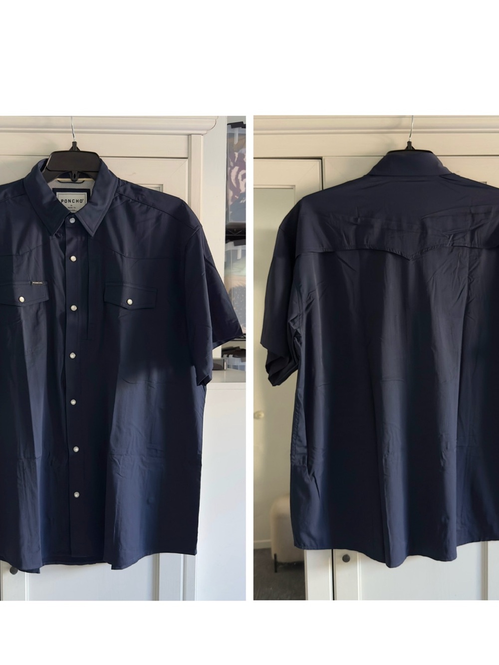 Poncho The Del Mar Short Sleeve Shirt in Navy Men's Size XL Regular Fit